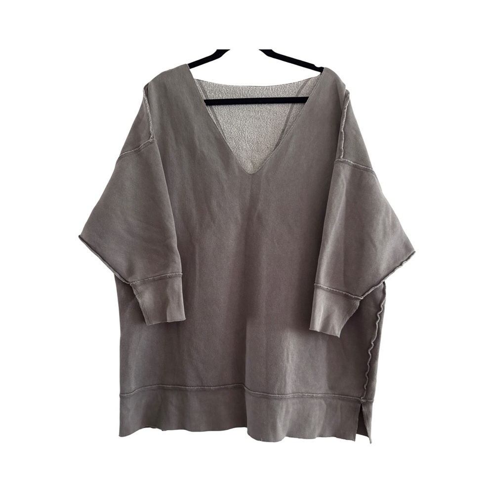 Free People Cozy Gray V-Neck Sweater